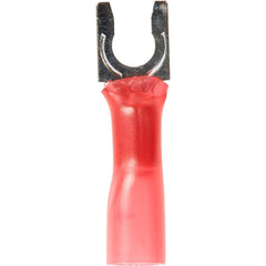 3M - #8 Stud, 22 to 16 AWG Compatible, Partially Insulated, Crimp Connection, Locking Fork Terminal - USA Tool & Supply