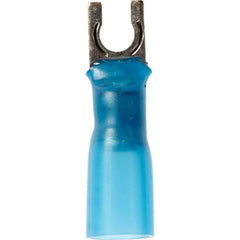 3M - #6 Stud, 16 to 14 AWG Compatible, Partially Insulated, Crimp Connection, Locking Fork Terminal - USA Tool & Supply
