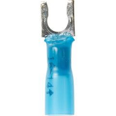 3M - #10 Stud, 16 to 14 AWG Compatible, Partially Insulated, Crimp Connection, Locking Fork Terminal - USA Tool & Supply