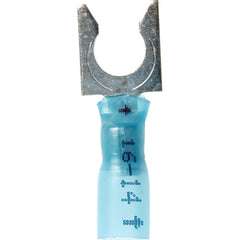 3M - 1/4" Stud, 16 to 14 AWG Compatible, Partially Insulated, Crimp Connection, Locking Fork Terminal - USA Tool & Supply