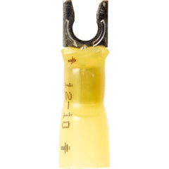 3M - #8 Stud, 12 to 10 AWG Compatible, Partially Insulated, Crimp Connection, Locking Fork Terminal - USA Tool & Supply