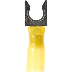 3M - 1/4" Stud, 12 to 10 AWG Compatible, Partially Insulated, Crimp Connection, Locking Fork Terminal - USA Tool & Supply