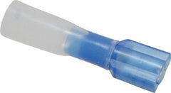 3M - 16 to 14 AWG, Nylon Heat Shrink, Fully Insulated, Female Wire Disconnect - 1/4 Inch Wide Tab, Blue, RoHS 2011/65/EU Compliant - USA Tool & Supply
