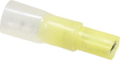 3M - 12 to 10 AWG, Nylon Heat Shrink, Fully Insulated, Female Wire Disconnect - 1/4 Inch Wide Tab, Yellow - USA Tool & Supply