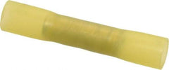 3M - 12 to 10 AWG Compatible, Heat Shrink & Nylon Fully Insulated, Crimp-On Butt Splice Terminal - 2 Wire Entries, 1-1/2" OAL, Yellow - USA Tool & Supply