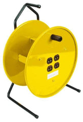 Conductix - 16 AWG, 25' Cable Length, Cord & Cable Reel with Outlet End - 4 Outlets, NEMA 5-15R, 15 Amps, Yellow Reel - USA Tool & Supply