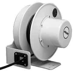 Conductix - 10 AWG, 20' Cable Length, Cord & Cable Reel with Bare End - 3 Outlets, NEMA 5-20R, 25 Amps, SEOW-A Cable, Yellow Reel, Spring Driven Reel - USA Tool & Supply