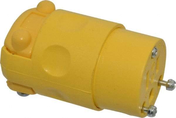 Leviton - 125 VAC, 15 Amp, 5-15R NEMA, Straight, Self Grounding, Residential Grade Connector - 2 Pole, 3 Wire, 1 Phase, PVC, Yellow - USA Tool & Supply