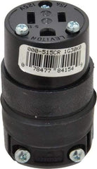 Leviton - 125 VAC, 15 Amp, 5-15R NEMA, Straight, Self Grounding, Residential Grade Connector - 2 Pole, 3 Wire, 1 Phase, Rubber, Black - USA Tool & Supply