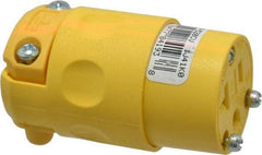 Leviton - 125 VAC, 20 Amp, 5-20R NEMA, Straight, Self Grounding, Commercial Grade Connector - 2 Pole, 3 Wire, 1 Phase, PVC, Yellow - USA Tool & Supply