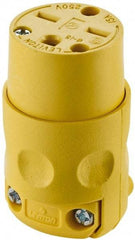 Leviton - 250 VAC, 15 Amp, 6-15R NEMA, Straight, Self Grounding, Commercial Grade Connector - 2 Pole, 3 Wire, 3 Phase, PVC, Yellow - USA Tool & Supply