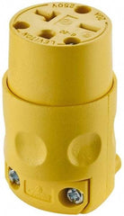 Leviton - 250 VAC, 20 Amp, 6-20R NEMA, Straight, Self Grounding, Commercial Grade Connector - 2 Pole, 3 Wire, 3 Phase, PVC, Yellow - USA Tool & Supply