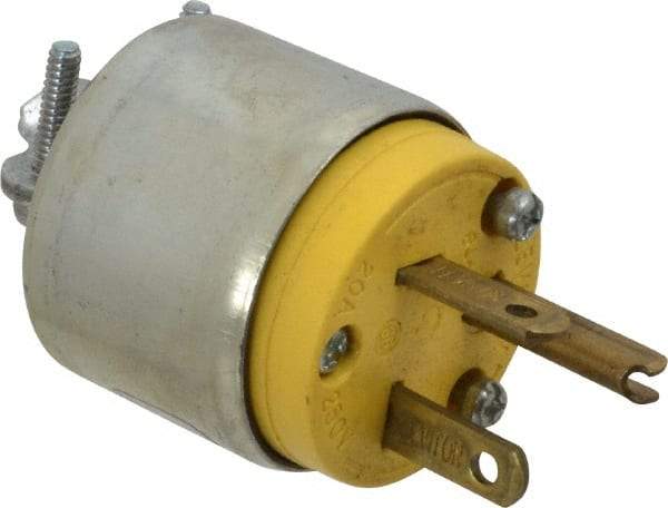 Leviton - 250 VAC, 20 Amp, 6-20P NEMA, Straight, Self Grounding, Commercial Grade Plug - 2 Pole, 3 Wire, 3 Phase, PVC, Steel, Yellow - USA Tool & Supply