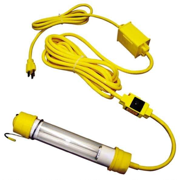 Made in USA - 120 Volt, 13 Watt, Electric, Fluorescent Portable Hook Work Light - 25' Cord, 1 Head - USA Tool & Supply