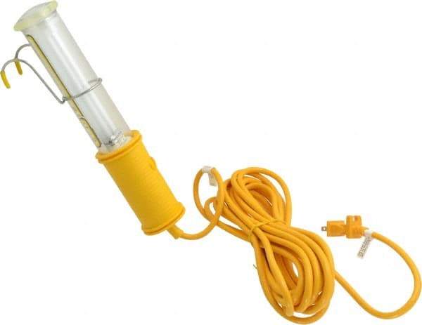 Made in USA - 13 Watt, Electric, Fluorescent Portable Handheld Work Light - 25' Cord, 1 Head - USA Tool & Supply