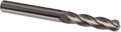 Guhring - 7/16" Diam, 2" LOC, 4 Flute Solid Carbide Ball End Mill - Uncoated, Single End, 5" OAL, 7/16" Shank Diam, Spiral Flute - USA Tool & Supply