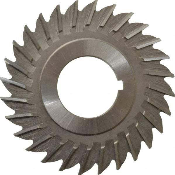 Made in USA - 2-1/2" Blade Diam x 1/8" Blade Thickness, 7/8" Hole, 28 Teeth, High Speed Steel Side Chip Saw - Straight Tooth, Arbor Connection, Right Hand Cut, Uncoated, with Keyway - USA Tool & Supply