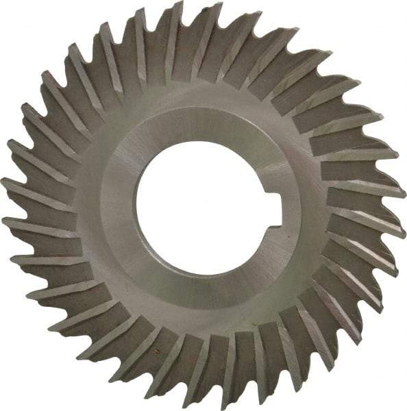 Made in USA - 3" Blade Diam x 7/64" Blade Thickness, 1" Hole, 32 Teeth, High Speed Steel Side Chip Saw - Straight Tooth, Arbor Connection, Right Hand Cut, Uncoated, with Keyway - USA Tool & Supply