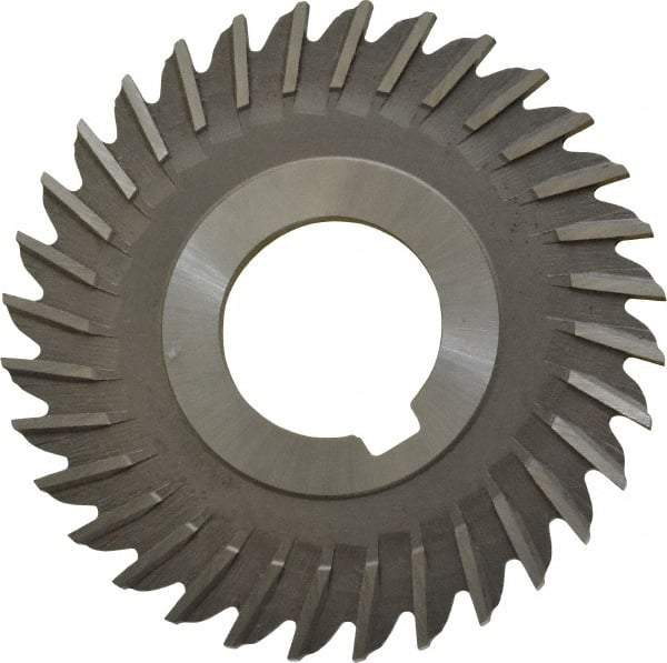 Made in USA - 3" Blade Diam x 1/8" Blade Thickness, 1" Hole, 32 Teeth, High Speed Steel Side Chip Saw - Straight Tooth, Arbor Connection, Right Hand Cut, Uncoated, with Keyway - USA Tool & Supply