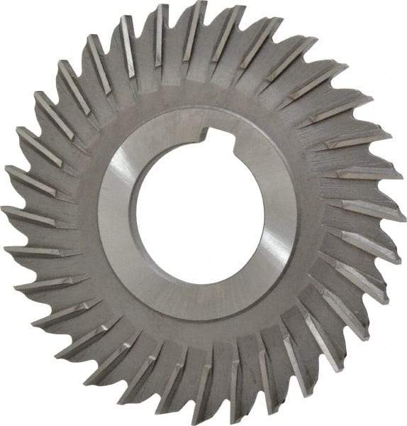 Made in USA - 3" Blade Diam x 9/64" Blade Thickness, 1" Hole, 32 Teeth, High Speed Steel Side Chip Saw - Straight Tooth, Arbor Connection, Right Hand Cut, Uncoated, with Keyway - USA Tool & Supply