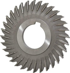 Made in USA - 3" Blade Diam x 9/64" Blade Thickness, 1" Hole, 32 Teeth, High Speed Steel Side Chip Saw - Straight Tooth, Arbor Connection, Right Hand Cut, Uncoated, with Keyway - USA Tool & Supply