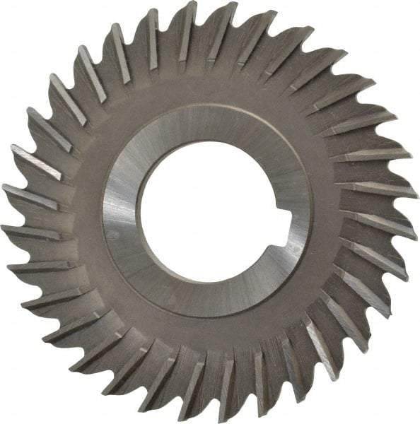 Made in USA - 3" Blade Diam x 5/32" Blade Thickness, 1" Hole, 32 Teeth, High Speed Steel Side Chip Saw - Straight Tooth, Arbor Connection, Right Hand Cut, Uncoated, with Keyway - USA Tool & Supply