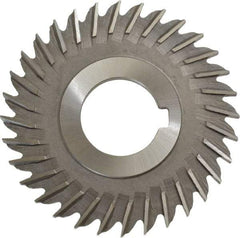 Made in USA - 3" Blade Diam x 11/64" Blade Thickness, 1" Hole, 32 Teeth, High Speed Steel Side Chip Saw - Straight Tooth, Arbor Connection, Right Hand Cut, Uncoated, with Keyway - USA Tool & Supply