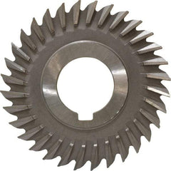 Made in USA - 3" Blade Diam x 7/32" Blade Thickness, 1" Hole, 32 Teeth, High Speed Steel Side Chip Saw - Straight Tooth, Arbor Connection, Right Hand Cut, Uncoated, with Keyway - USA Tool & Supply