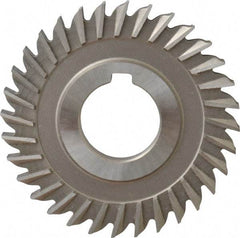 Made in USA - 3" Blade Diam x 1/4" Blade Thickness, 1" Hole, 32 Teeth, High Speed Steel Side Chip Saw - Straight Tooth, Arbor Connection, Right Hand Cut, Uncoated, with Keyway - USA Tool & Supply