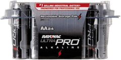 Rayovac - Size AA, Alkaline, 24 Pack, Standard Battery - 1.5 Volts, Button Tab Terminal - USA Tool & Supply