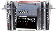 Rayovac - Size AAA, Alkaline, 18 Pack, Standard Battery - 1.5 Volts, Button Tab Terminal - USA Tool & Supply