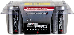 Rayovac - Size C, Alkaline, 12 Pack, Standard Battery - 1.5 Volts, Button Tab Terminal - USA Tool & Supply