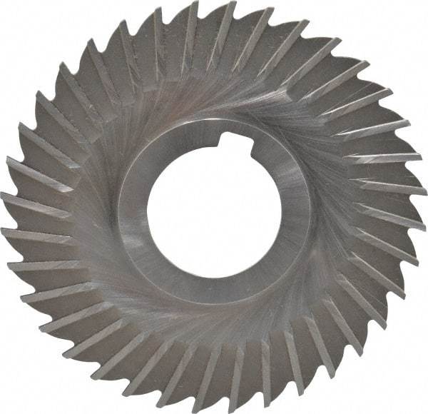 Made in USA - 4" Blade Diam x 1/16" Blade Thickness, 1-1/4" Hole, 36 Teeth, High Speed Steel Side Chip Saw - Straight Tooth, Arbor Connection, Right Hand Cut, Uncoated, with Keyway - USA Tool & Supply