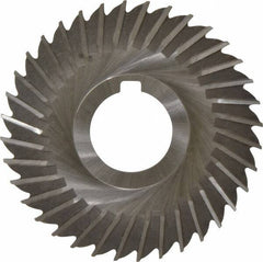 Made in USA - 4" Blade Diam x 7/64" Blade Thickness, 1-1/4" Hole, 36 Teeth, High Speed Steel Side Chip Saw - Straight Tooth, Arbor Connection, Right Hand Cut, Uncoated, with Keyway - USA Tool & Supply