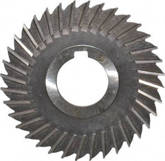 Made in USA - 4" Blade Diam x 9/64" Blade Thickness, 1-1/4" Hole, 36 Teeth, High Speed Steel Side Chip Saw - Straight Tooth, Arbor Connection, Right Hand Cut, Uncoated, with Keyway - USA Tool & Supply