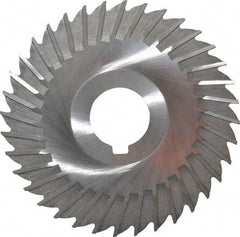 Made in USA - 4" Blade Diam x 1/16" Blade Thickness, 1" Hole, 36 Teeth, High Speed Steel Side Chip Saw - Straight Tooth, Arbor Connection, Right Hand Cut, Uncoated, with Keyway - USA Tool & Supply