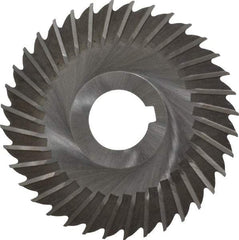 Made in USA - 4" Blade Diam x 5/64" Blade Thickness, 1" Hole, 36 Teeth, High Speed Steel Side Chip Saw - Straight Tooth, Arbor Connection, Right Hand Cut, Uncoated, with Keyway - USA Tool & Supply