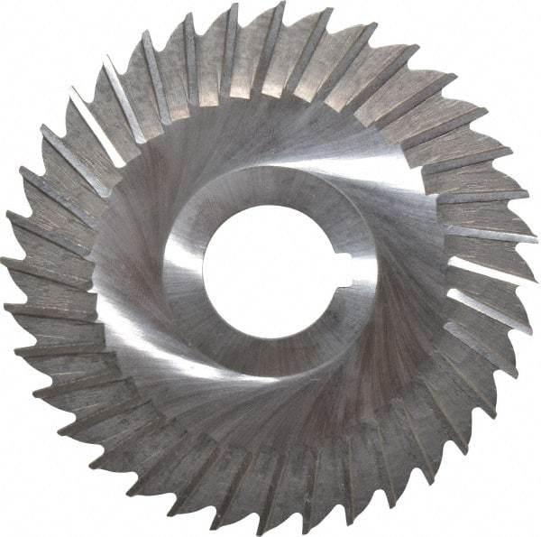 Made in USA - 4" Blade Diam x 3/32" Blade Thickness, 1" Hole, 36 Teeth, High Speed Steel Side Chip Saw - Straight Tooth, Arbor Connection, Right Hand Cut, Uncoated, with Keyway - USA Tool & Supply