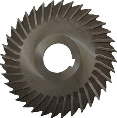 Made in USA - 4" Blade Diam x 7/64" Blade Thickness, 1" Hole, 36 Teeth, High Speed Steel Side Chip Saw - Straight Tooth, Arbor Connection, Right Hand Cut, Uncoated, with Keyway - USA Tool & Supply