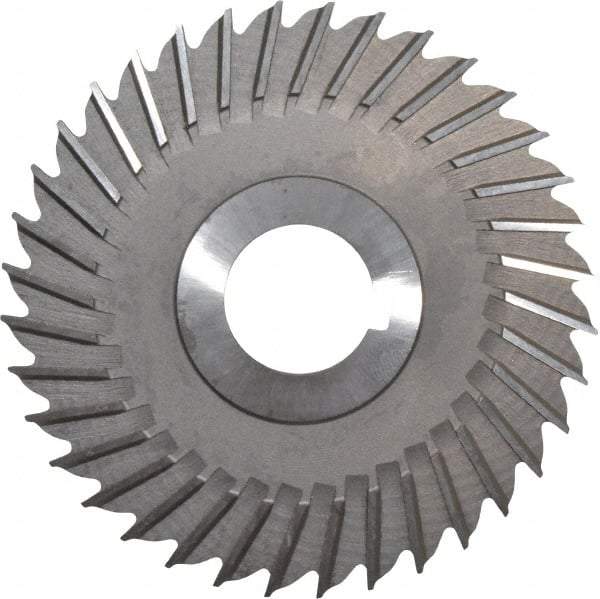 Made in USA - 4" Blade Diam x 1/8" Blade Thickness, 1" Hole, 36 Teeth, High Speed Steel Side Chip Saw - Straight Tooth, Arbor Connection, Right Hand Cut, Uncoated, with Keyway - USA Tool & Supply