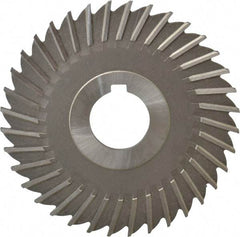 Made in USA - 4" Blade Diam x 9/64" Blade Thickness, 1" Hole, 36 Teeth, High Speed Steel Side Chip Saw - Straight Tooth, Arbor Connection, Right Hand Cut, Uncoated, with Keyway - USA Tool & Supply