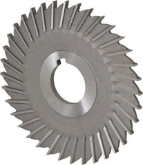 Made in USA - 4" Blade Diam x 5/32" Blade Thickness, 1" Hole, 36 Teeth, High Speed Steel Side Chip Saw - Straight Tooth, Arbor Connection, Right Hand Cut, Uncoated, with Keyway - USA Tool & Supply