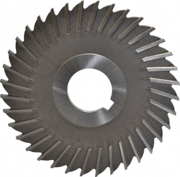 Made in USA - 4" Blade Diam x 11/64" Blade Thickness, 1" Hole, 36 Teeth, High Speed Steel Side Chip Saw - Straight Tooth, Arbor Connection, Right Hand Cut, Uncoated, with Keyway - USA Tool & Supply