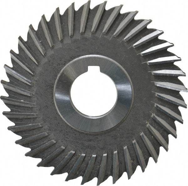 Made in USA - 4" Blade Diam x 3/16" Blade Thickness, 1" Hole, 36 Teeth, High Speed Steel Side Chip Saw - Straight Tooth, Arbor Connection, Right Hand Cut, Uncoated, with Keyway - USA Tool & Supply