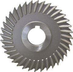 Made in USA - 4" Blade Diam x 1/4" Blade Thickness, 1" Hole, 36 Teeth, High Speed Steel Side Chip Saw - Straight Tooth, Arbor Connection, Right Hand Cut, Uncoated, with Keyway - USA Tool & Supply