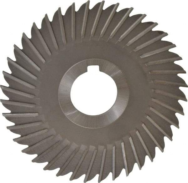 Made in USA - 5" Blade Diam x 1/8" Blade Thickness, 1-1/4" Hole, 40 Teeth, High Speed Steel Side Chip Saw - Straight Tooth, Arbor Connection, Right Hand Cut, Uncoated, with Keyway - USA Tool & Supply