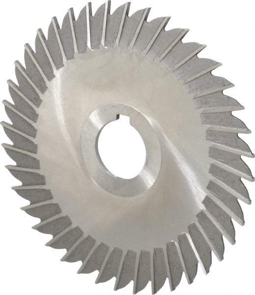 Made in USA - 5" Blade Diam x 3/32" Blade Thickness, 1" Hole, 40 Teeth, High Speed Steel Side Chip Saw - Straight Tooth, Arbor Connection, Right Hand Cut, Uncoated, with Keyway - USA Tool & Supply