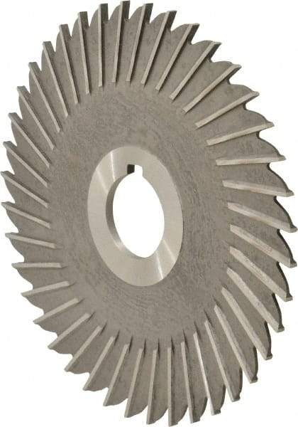 Made in USA - 5" Blade Diam x 1/8" Blade Thickness, 1" Hole, 40 Teeth, High Speed Steel Side Chip Saw - Straight Tooth, Arbor Connection, Right Hand Cut, Uncoated, with Keyway - USA Tool & Supply