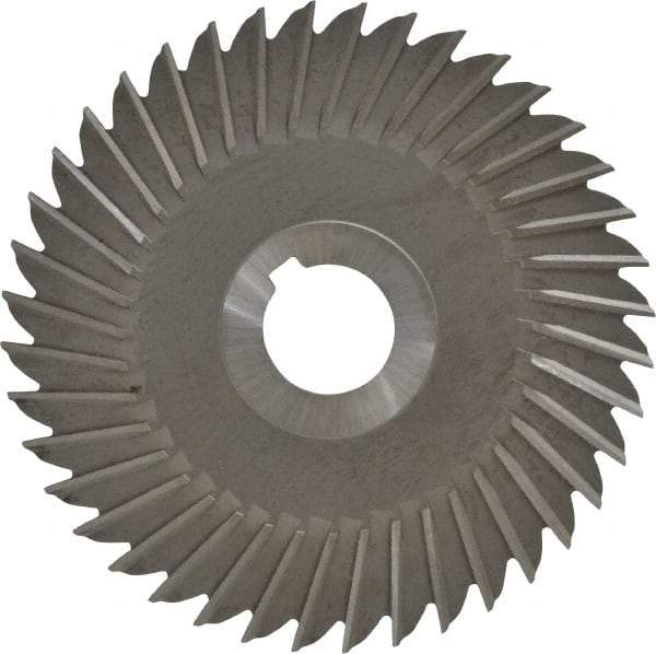 Made in USA - 5" Blade Diam x 5/32" Blade Thickness, 1" Hole, 40 Teeth, High Speed Steel Side Chip Saw - Straight Tooth, Arbor Connection, Right Hand Cut, Uncoated, with Keyway - USA Tool & Supply