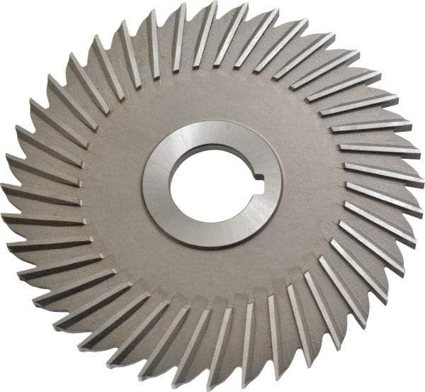 Made in USA - 5" Blade Diam x 3/16" Blade Thickness, 1" Hole, 40 Teeth, High Speed Steel Side Chip Saw - Straight Tooth, Arbor Connection, Right Hand Cut, Uncoated, with Keyway - USA Tool & Supply